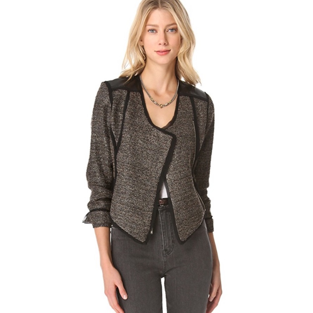 JOY CIOCI Metallic Tweed Moto Blazer